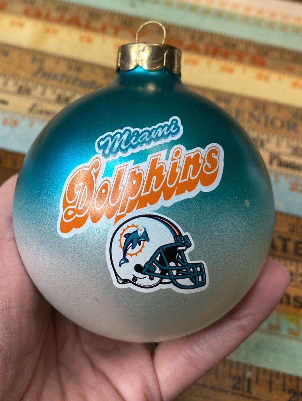 Miami Dolphins Christmas Ornament Glass Ball NFL Sports Collector Series Vintage